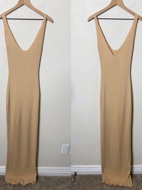 Walk of Shame Tan Knit Tank Maxi Dress Womens Size M